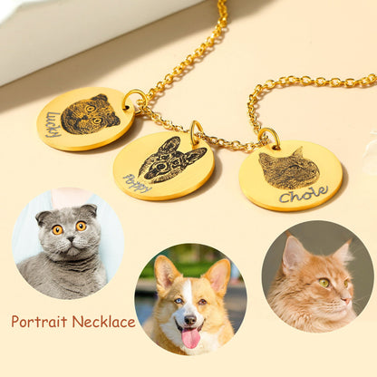 Personalized Pet Portrait Necklace Memorial Gift