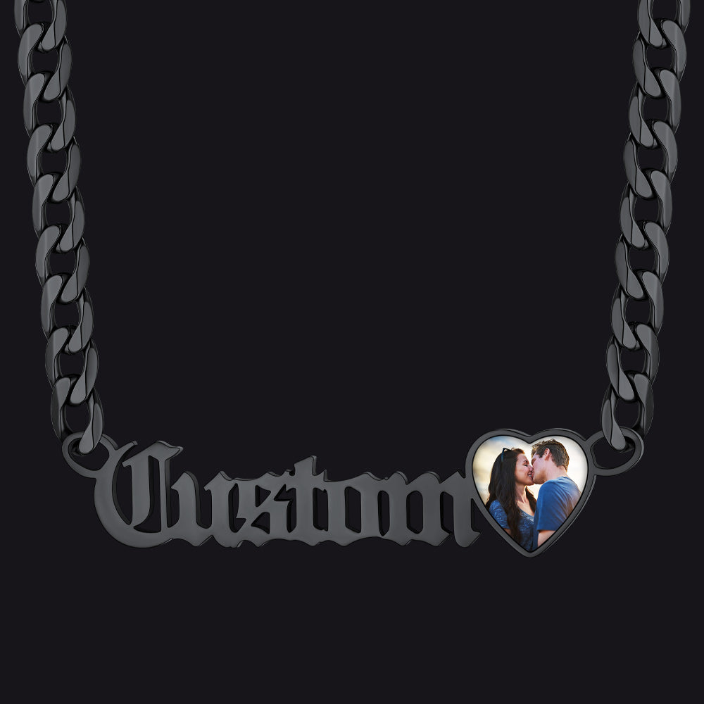 Customized Nameplate Cuban Chain Necklace With Picture Gift for