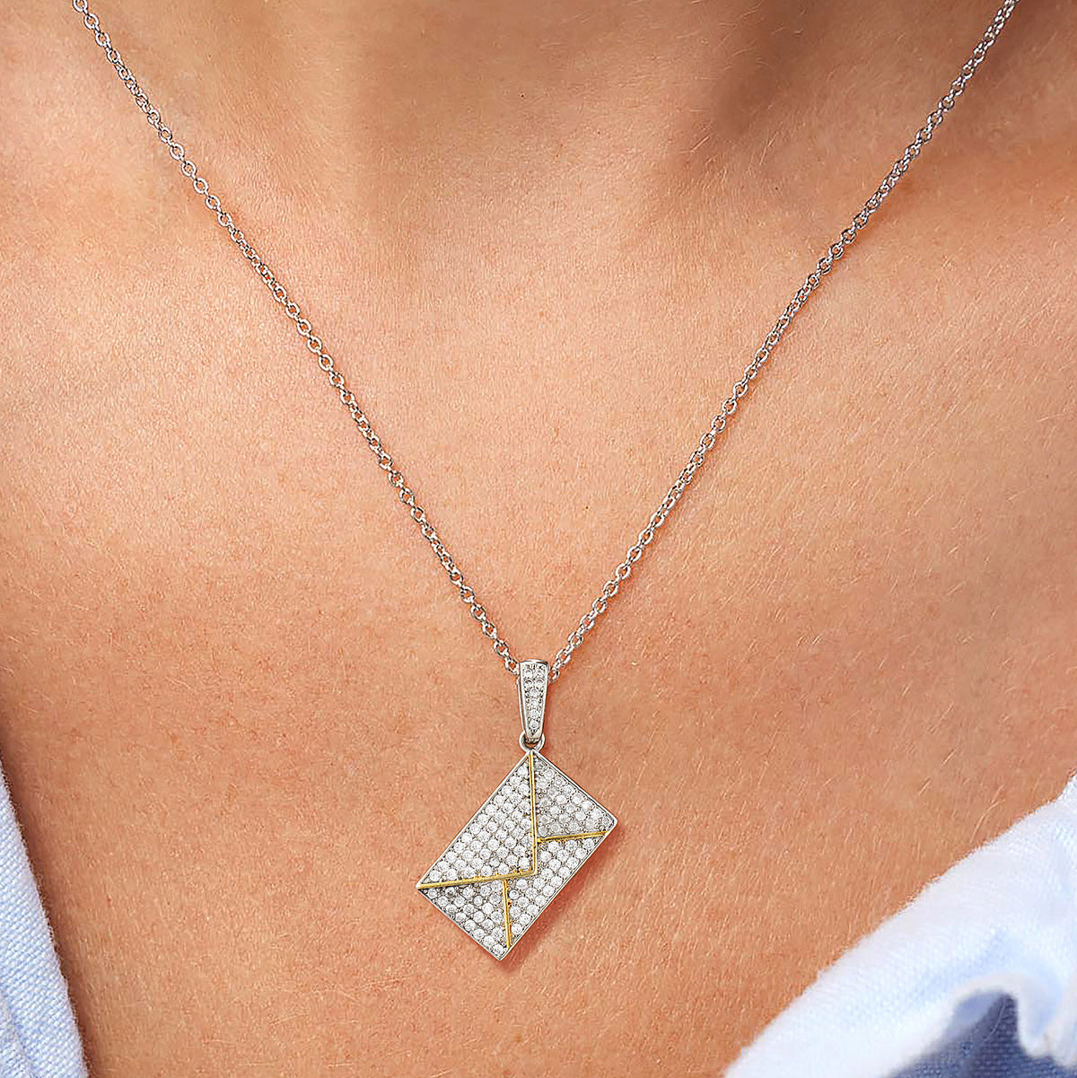 Persoanlised Picture Envelop Love Letter Necklace for With Cz Gifts