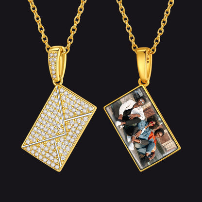 Persoanlised Picture Envelop Love Letter Necklace for With Cz Gifts