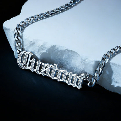Customized Engraved Nameplate Cuban Chain Necklace for