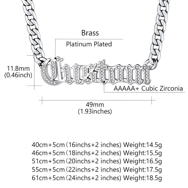 Customized Engraved Nameplate Cuban Chain Necklace for