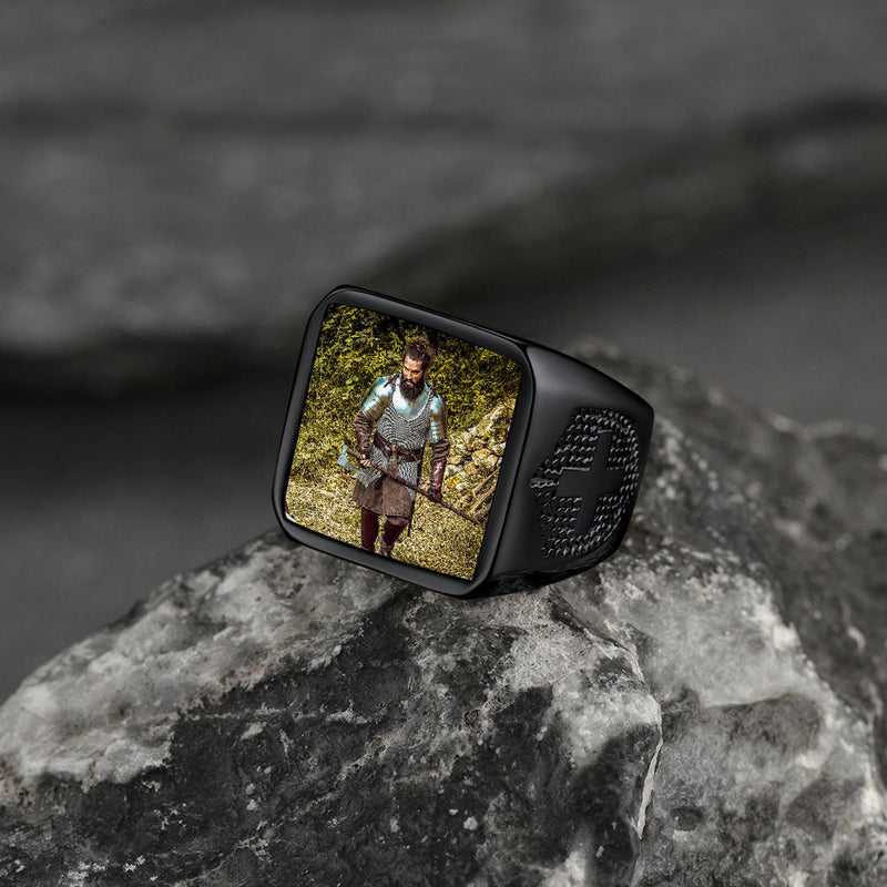 Customized Photo Signet Ring With Cross for
