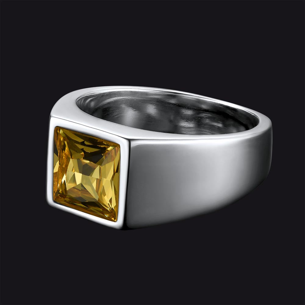 Minimalist Birthstone Gemstone Band Ring for