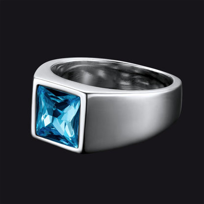 Minimalist Birthstone Gemstone Band Ring for