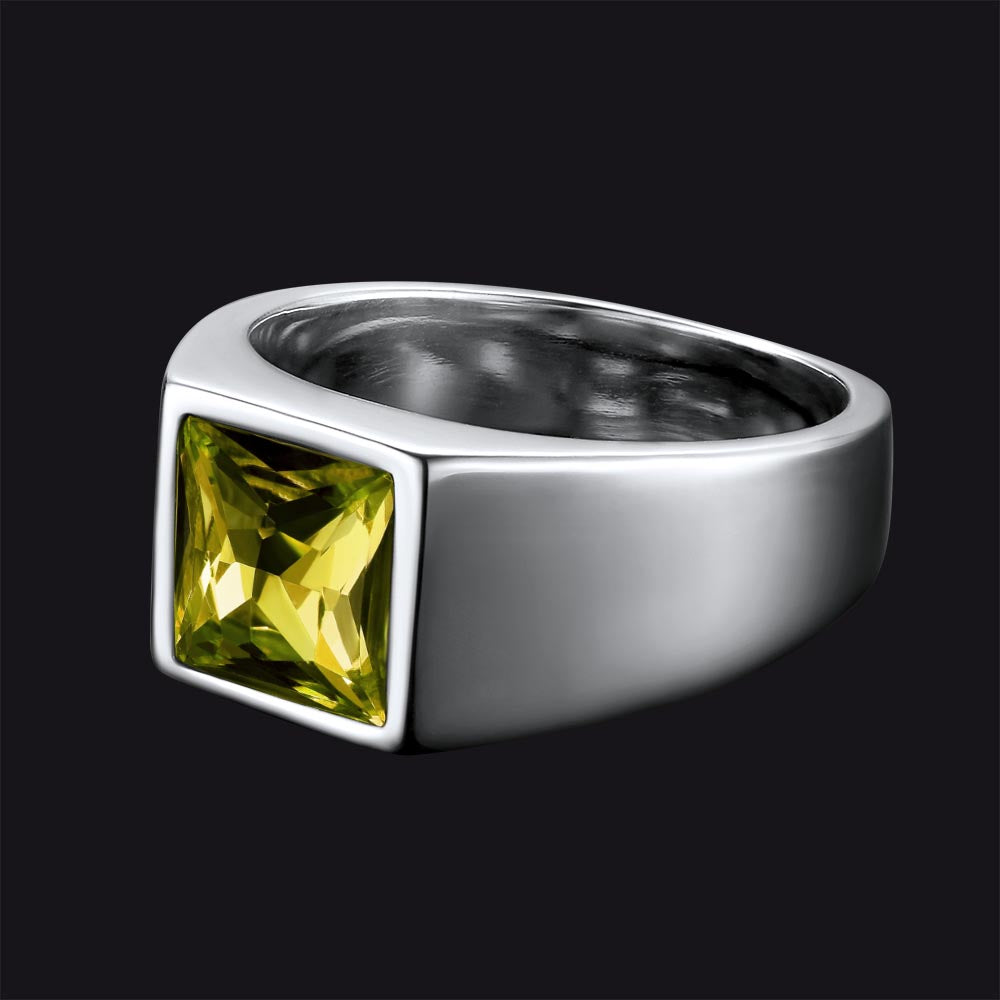 Minimalist Birthstone Gemstone Band Ring for
