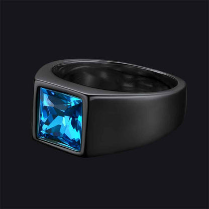 Minimalist Birthstone Gemstone Band Ring for