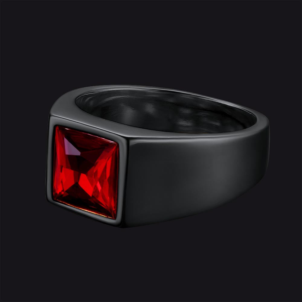 Minimalist Birthstone Gemstone Band Ring for