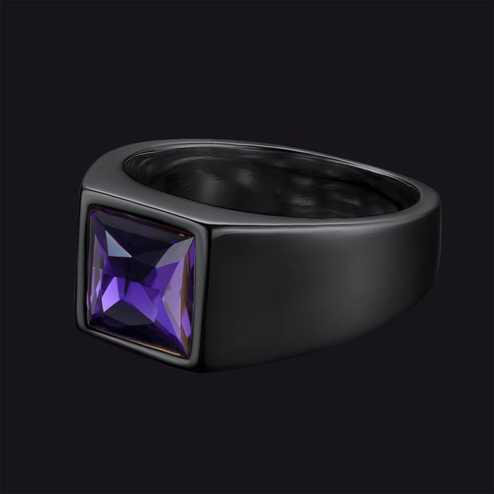 Minimalist Birthstone Gemstone Band Ring for
