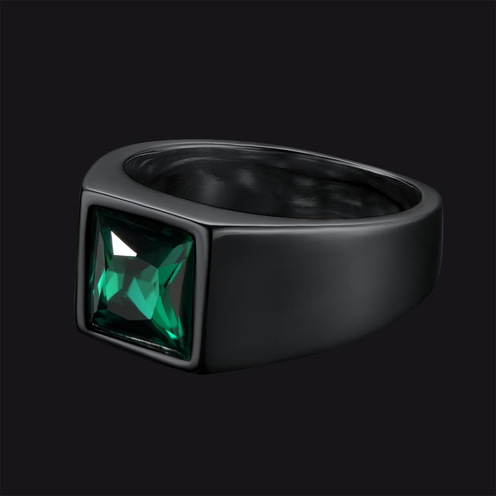 Minimalist Birthstone Gemstone Band Ring for