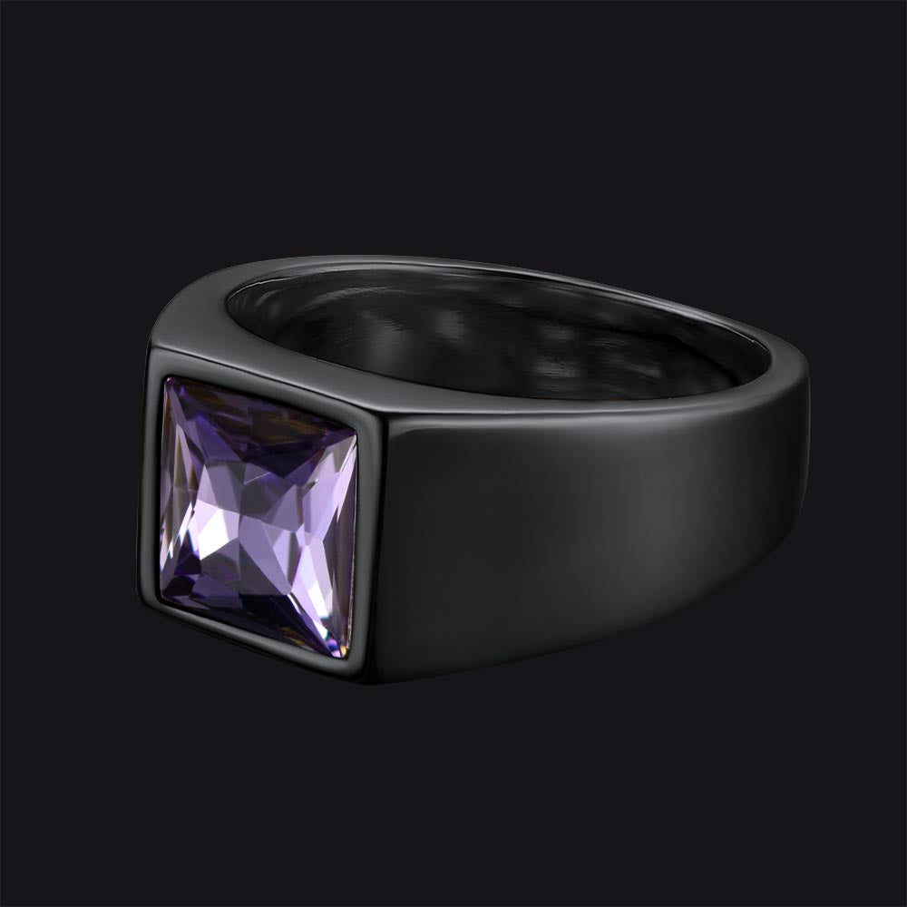 Minimalist Birthstone Gemstone Band Ring for
