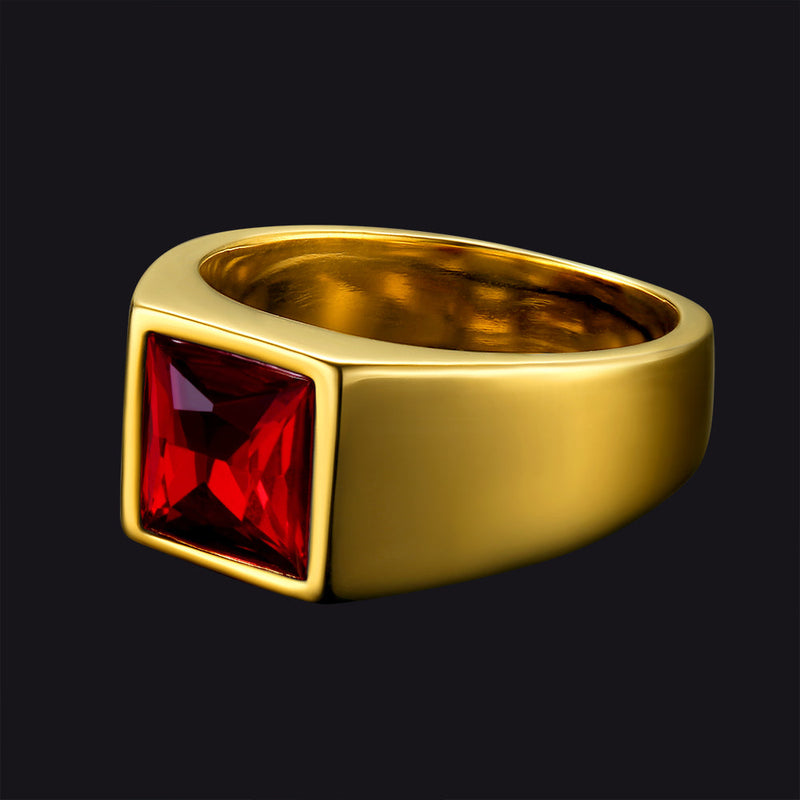 Minimalist Birthstone Gemstone Band Ring for