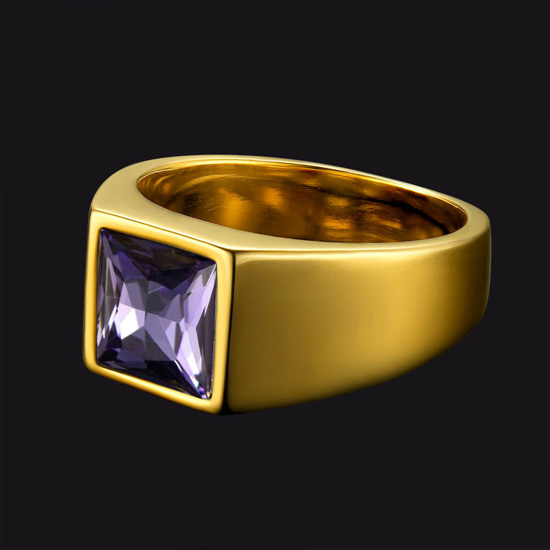 Minimalist Birthstone Gemstone Band Ring for