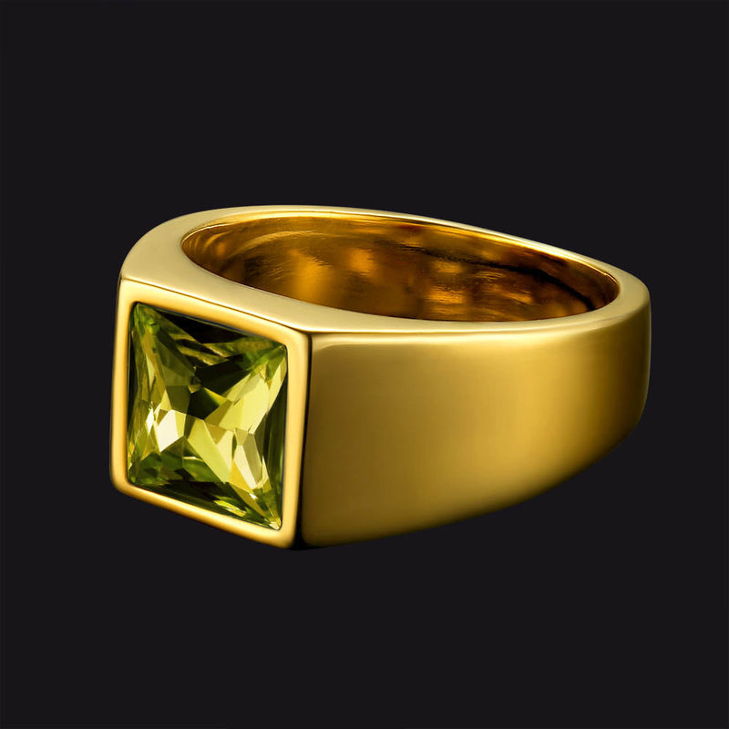 Minimalist Birthstone Gemstone Band Ring for