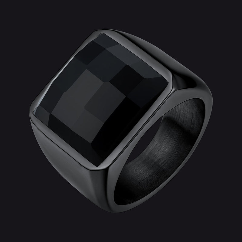 Custom Gemstone Signet Band Ring for , Ruby/ Black Onyx/topaz Ring Gift