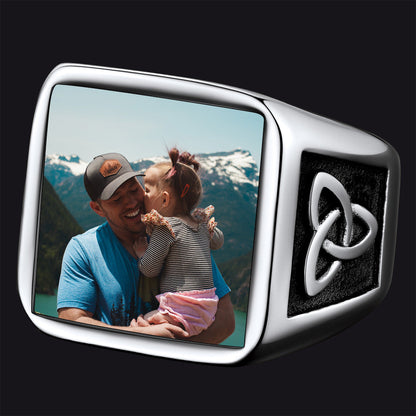 Personalized Custom Photo Ring With Knot for