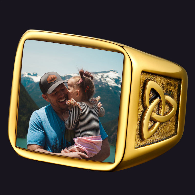 Personalized Custom Photo Ring With Knot for