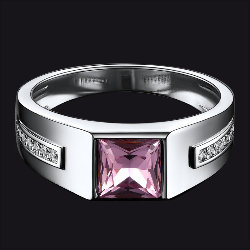 Sterling Silver Birthstone Wedding Band Ring for