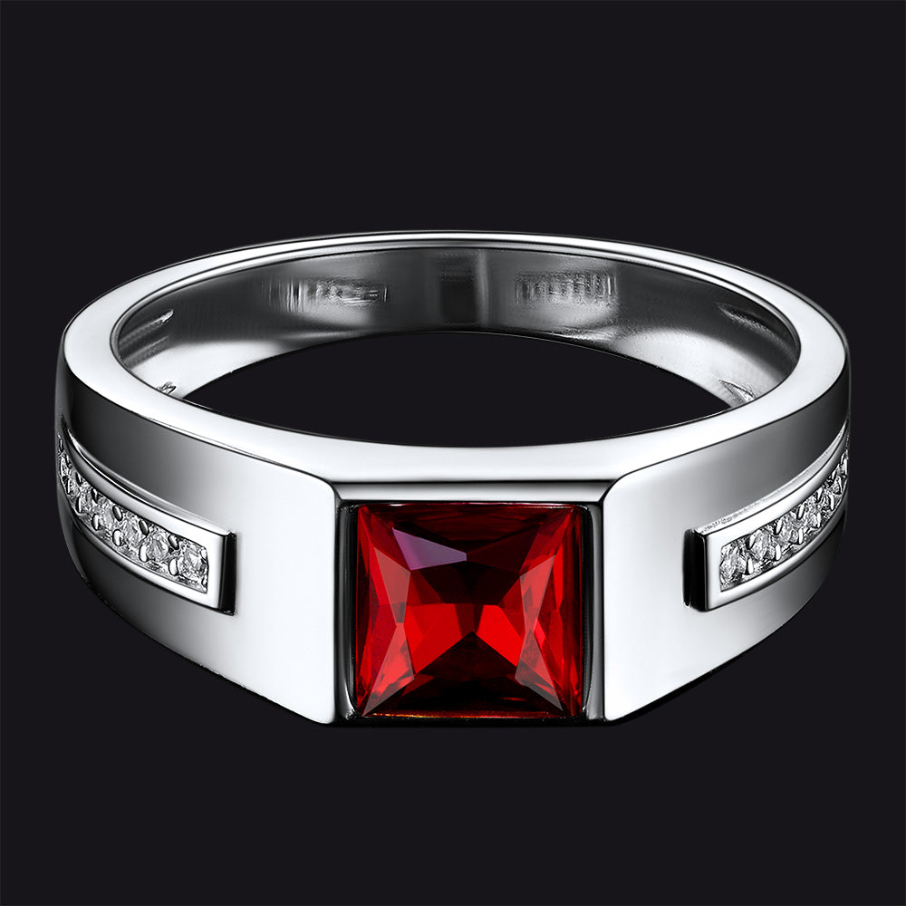 Sterling Silver Birthstone Wedding Band Ring for