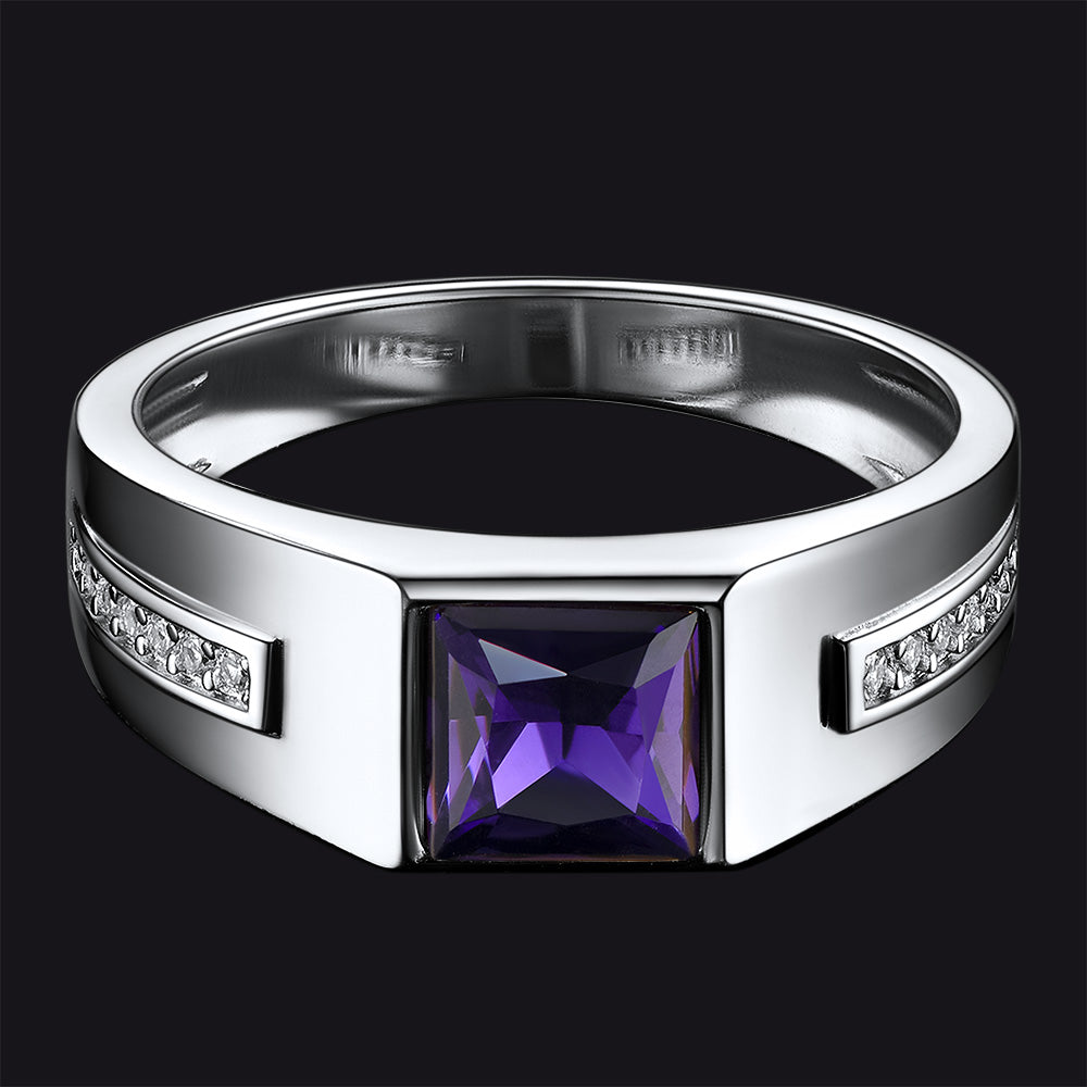 Sterling Silver Birthstone Wedding Band Ring for