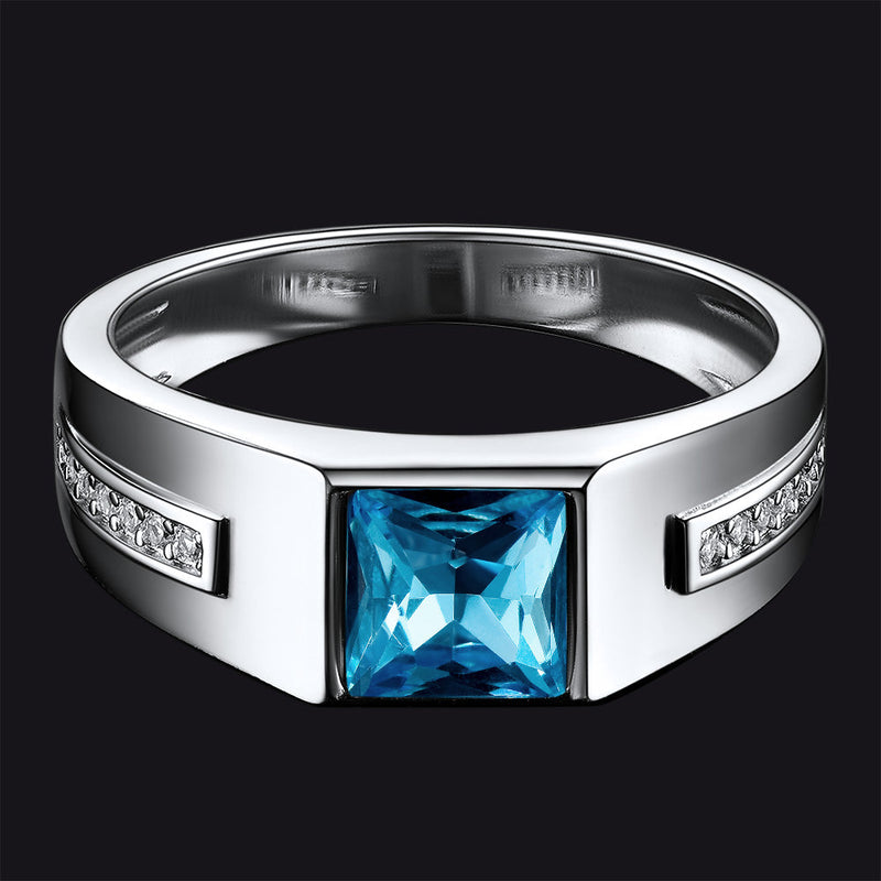 Sterling Silver Birthstone Wedding Band Ring for