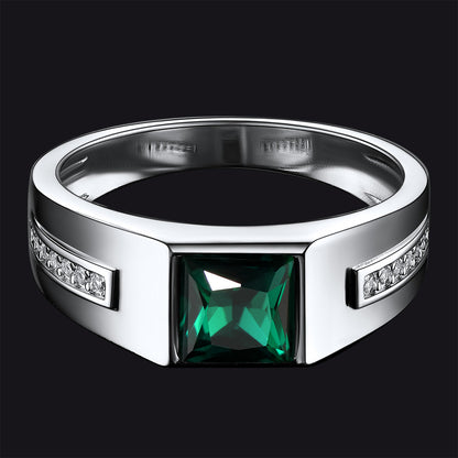 Sterling Silver Birthstone Wedding Band Ring for