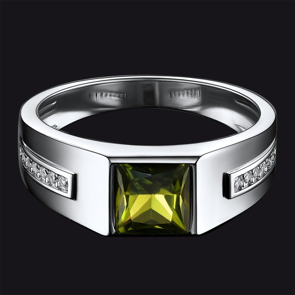 Sterling Silver Birthstone Wedding Band Ring for