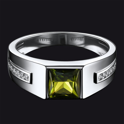 Sterling Silver Birthstone Wedding Band Ring for