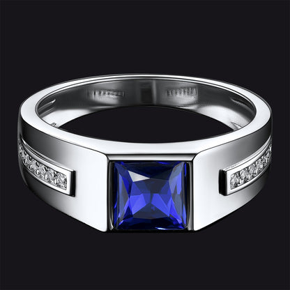 Sterling Silver Birthstone Wedding Band Ring for