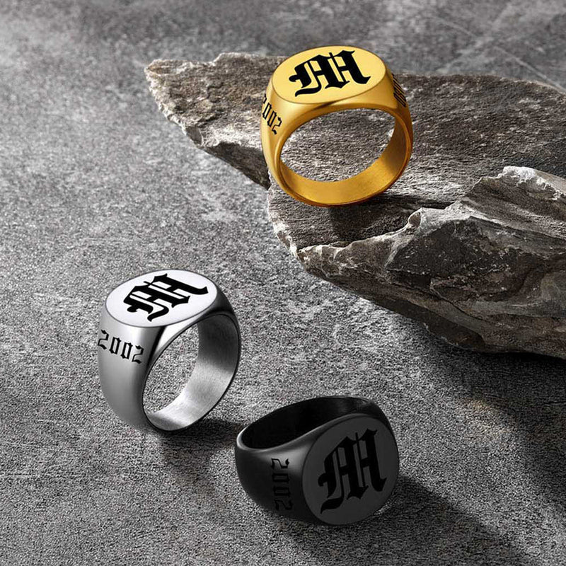 Engraved Name Custom Signet Rings for