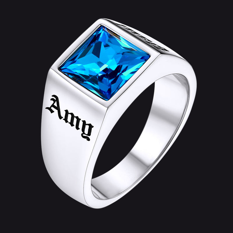 Custom Signet Ring With Blue Topaz for