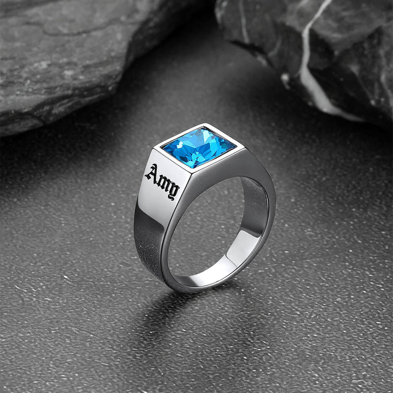 Custom Signet Ring With Blue Topaz for