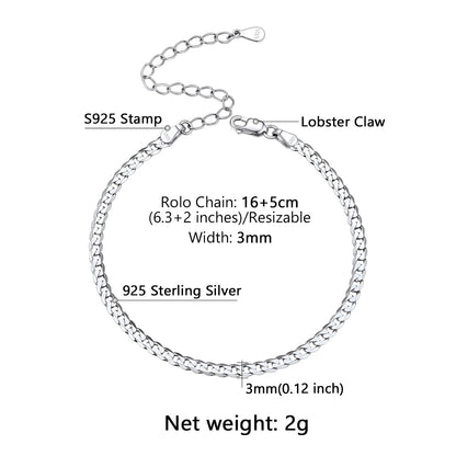 Sterling Silver Chain Link Bracelet for