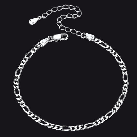 Sterling Silver Figaro Chain Link Bracelet for