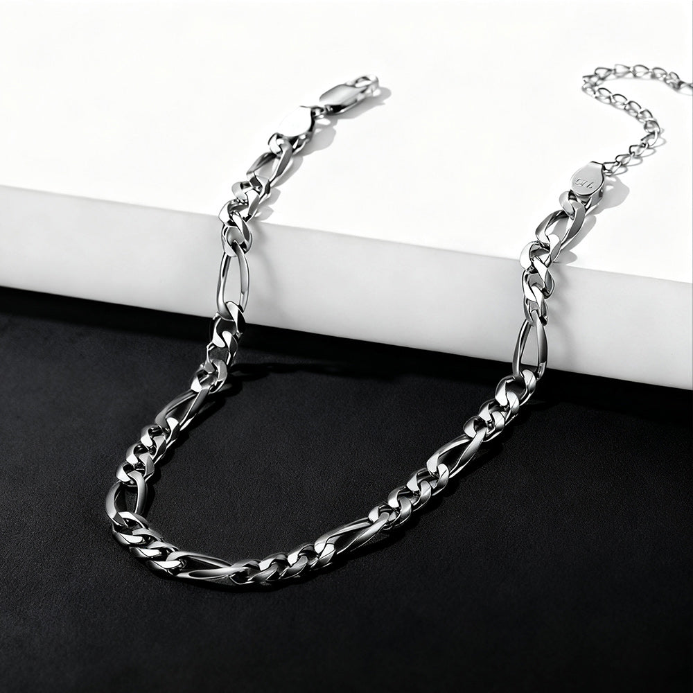 Sterling Silver Figaro Chain Link Bracelet for