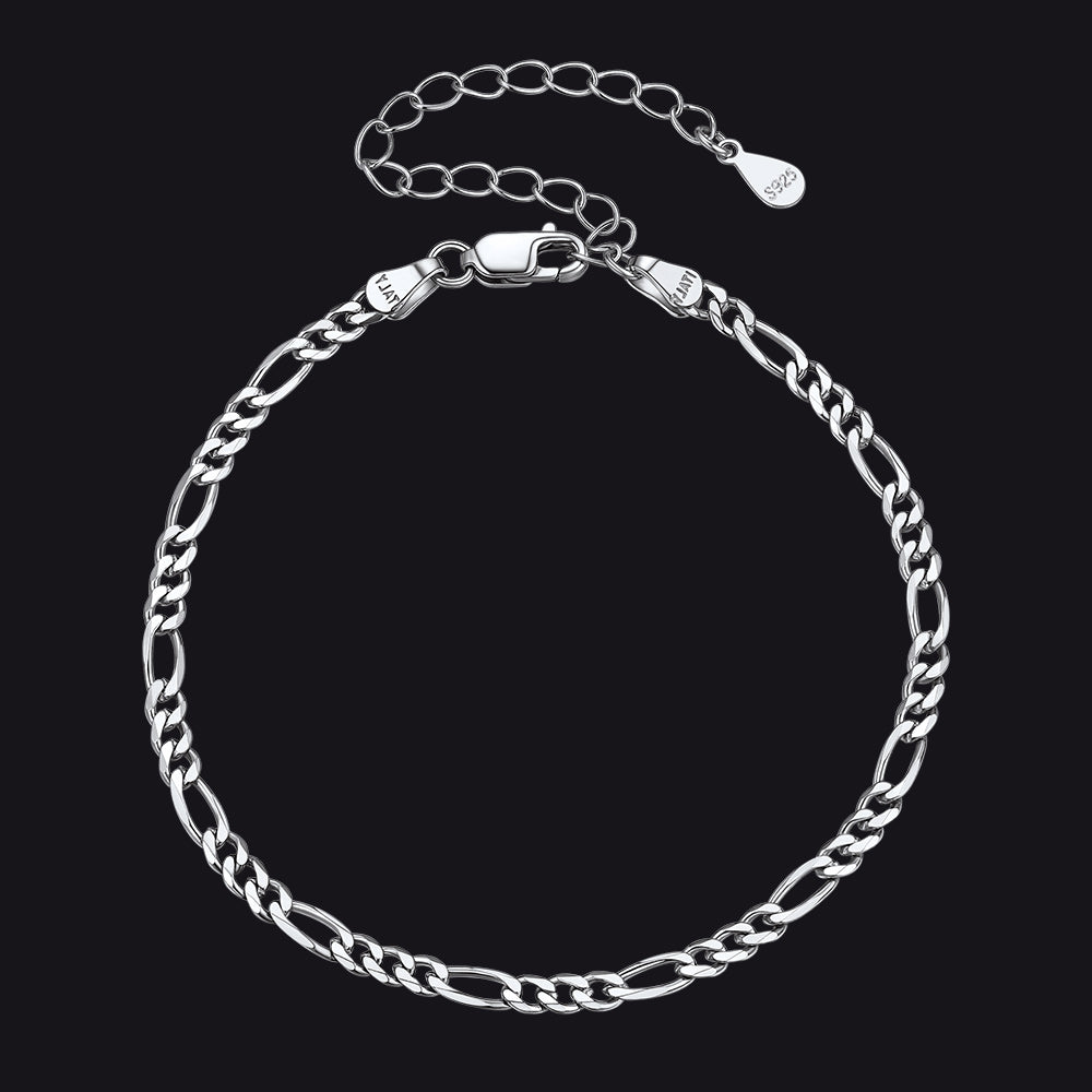 Sterling Silver Figaro Chain Link Bracelet for
