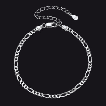 Sterling Silver Figaro Chain Link Bracelet for