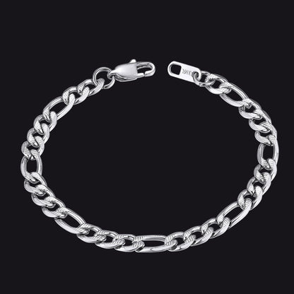 Thick Figaro Link Bracelet for 6/7/9mm Width