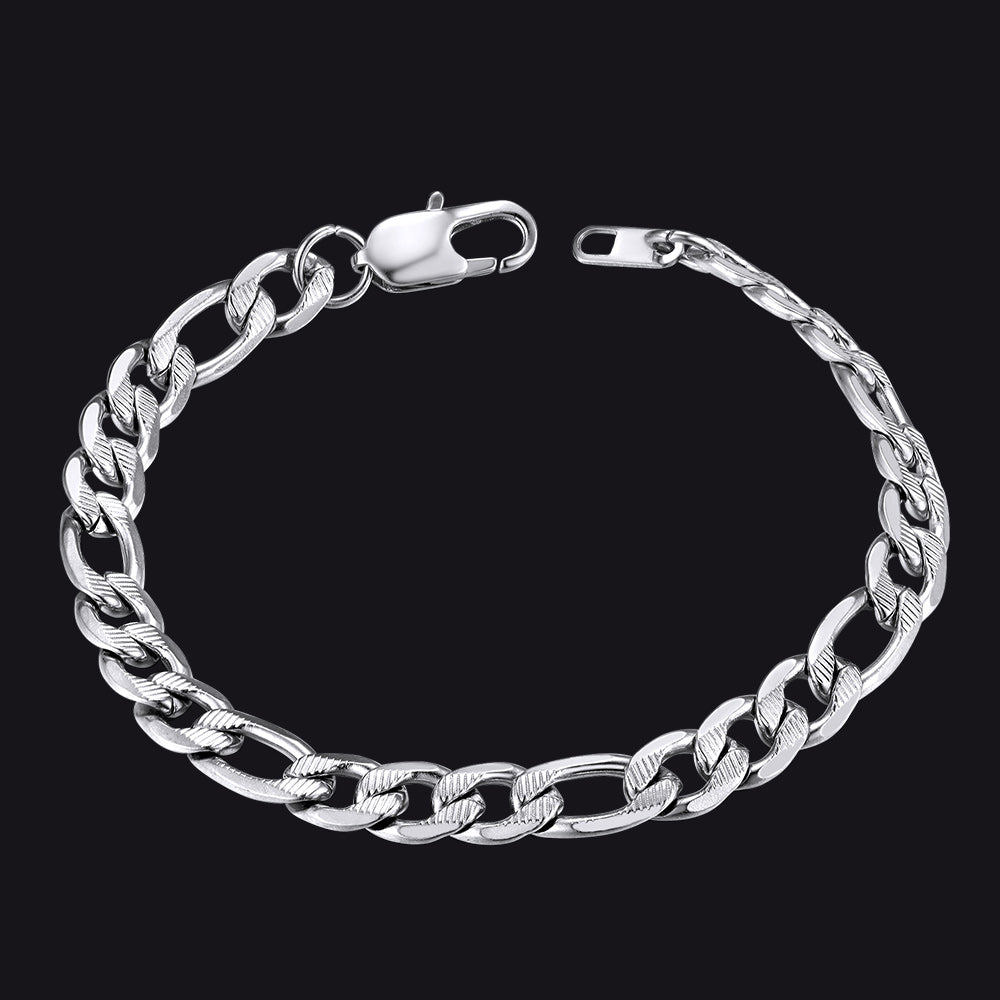 Thick Figaro Link Bracelet for 6/7/9mm Width