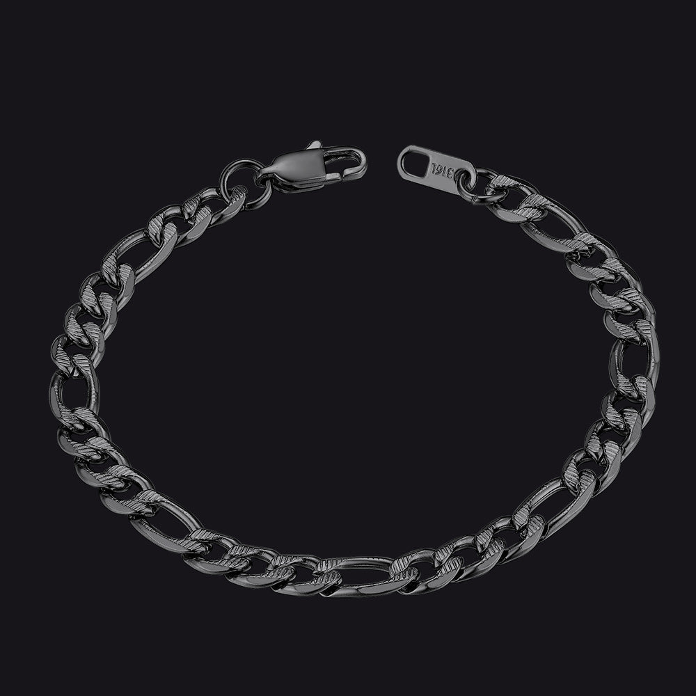 Thick Figaro Link Bracelet for 6/7/9mm Width