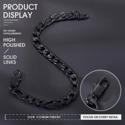 Thick Figaro Link Bracelet for 6/7/9mm Width