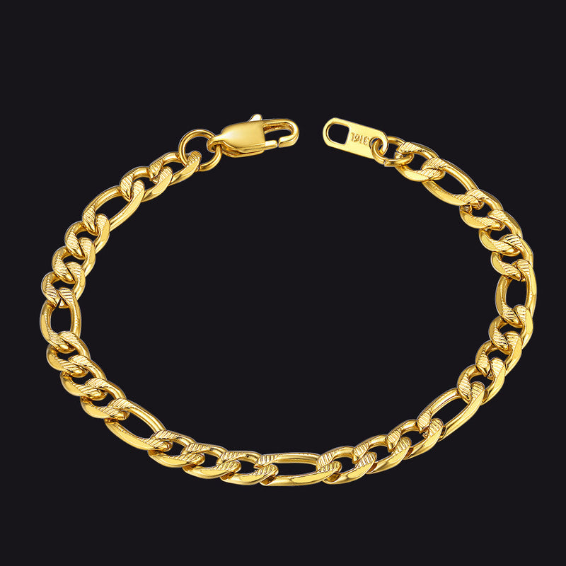 Thick Figaro Link Bracelet for 6/7/9mm Width