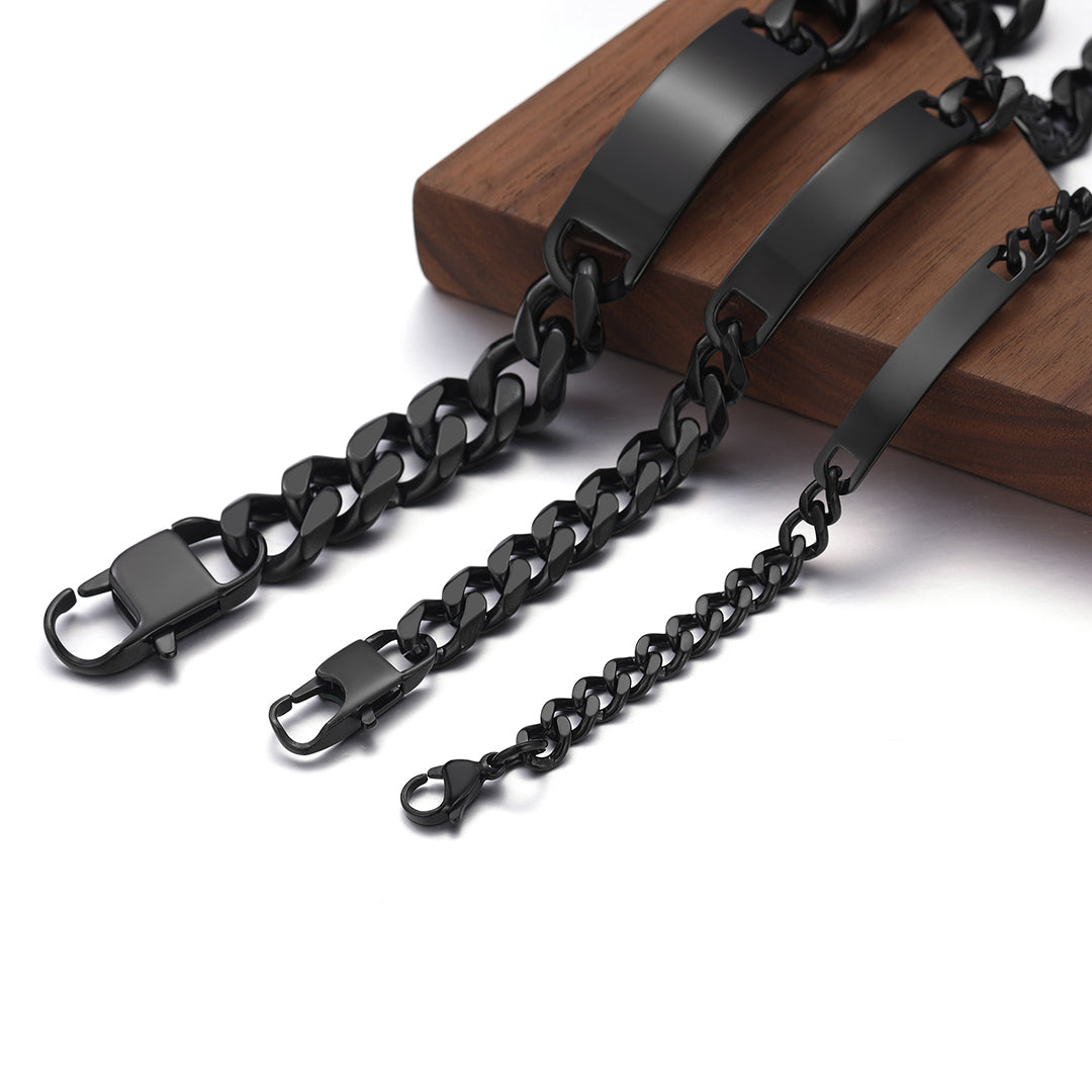 Customized Engraved Id Bar Cuban Chain Link Bracelet for