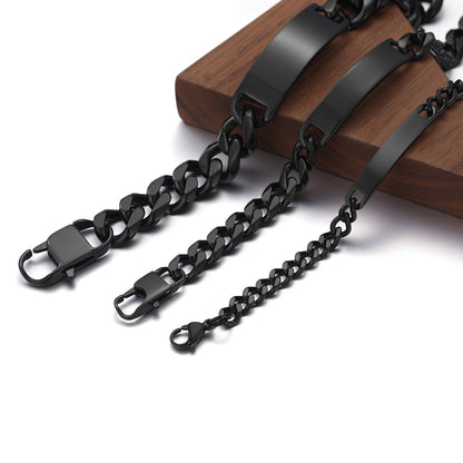 Customized Engraved Id Bar Cuban Chain Link Bracelet for