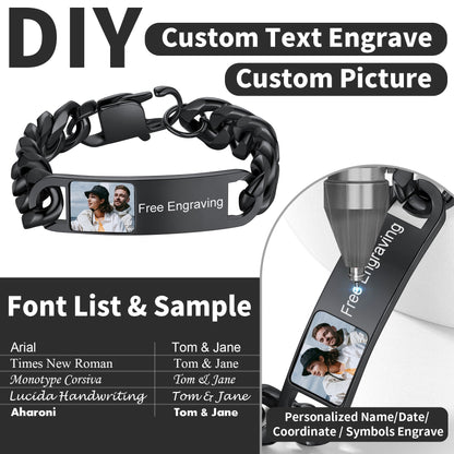 Customized Photo Cuban Chain Link Bracelet for