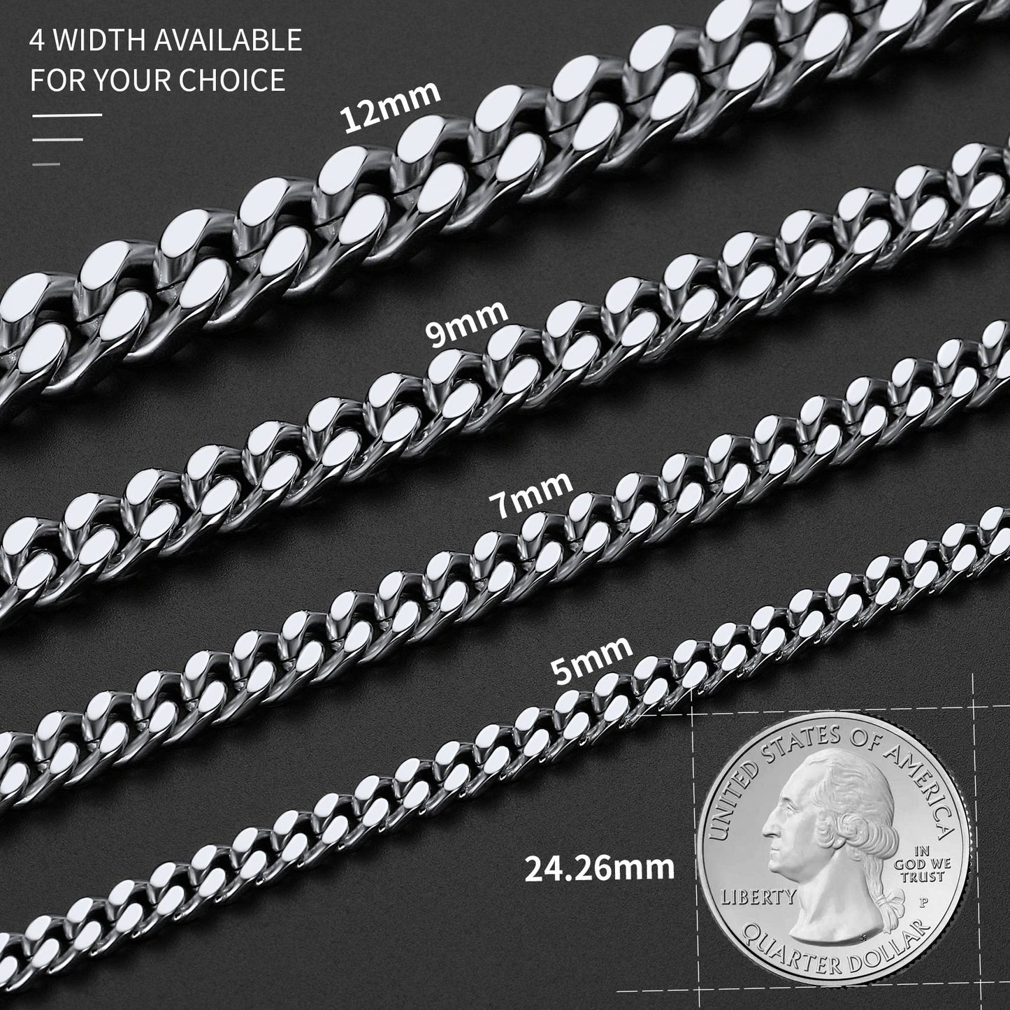 Miami Cuban Link Chain Necklace 5/7/9/12 Mm Chain for