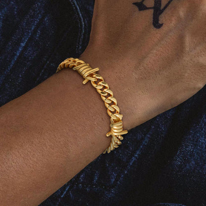 Barbed Wire Cuban Link Bracelet for in Stainless Steel