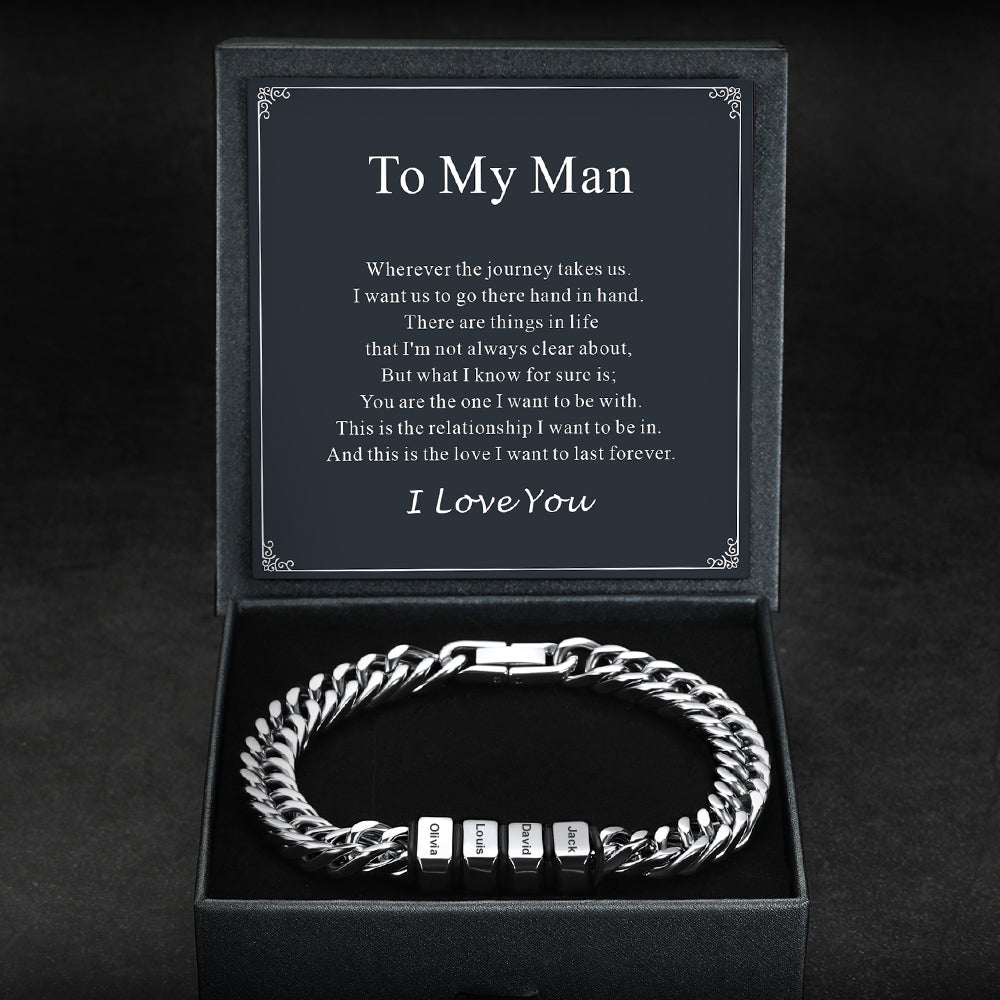 Personalized Cuban Link Bracelet Engraved Name Bracelet for