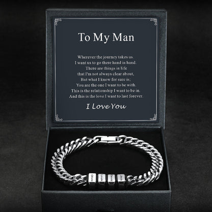 Personalized Cuban Link Bracelet Engraved Name Bracelet for