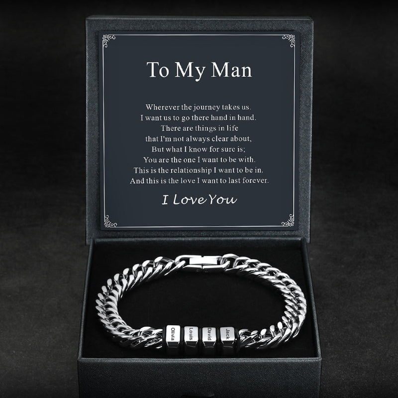 Personalized Cuban Link Bracelet Engraved Name Bracelet for